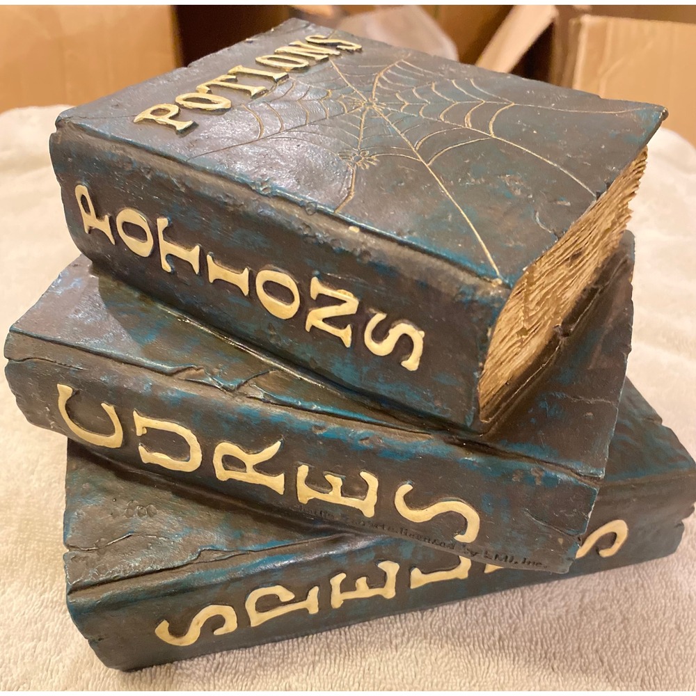 Halloween Spell Book Stack Potions Cures Spells LMI Inc Decor RETIRED